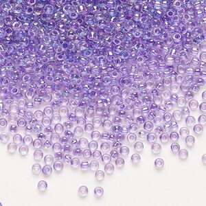 Seed bead, Dyna-Mites&trade;, glass 1pkg0.5kg, #11 round, translucent inside dyed color rainbow purple (311 11/0 RR)