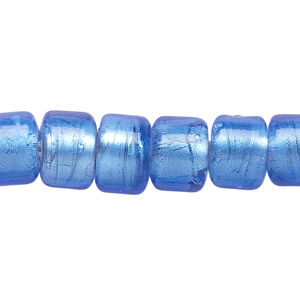 Bead, lampworked glass, semitransparent blue with fine silver foil, 12x8mm crow. Sold per 15-1/2" to 16" strand.