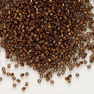 Seed bead, Delica&reg;, glass, pkg/50g, #11 round, opaque nickel-plated dyed color tarnished copper (DB-0461).