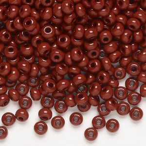 Seed bead, Preciosa Ornela, glass, opaque brown, #6 rocaille. Sold per 500-gram pkg.