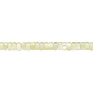 Mother-of-pearl shell 1pkg1, heishi bead 15.5 to 16 inch light green 3x2mm