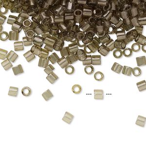 Seed bead, Delica&reg;, glass, pkg/250g, #8 round, translucent gold luster smoky olive (DBL-0123).