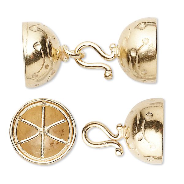 Clasp hook 1pkg1 sterling silver, 32x15mm cap, "vermeil" JBB Findings multi-strand image number 0