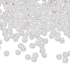 Seed bead, Dyna-Mites&trade;, glass, transparent rainbow clear, #6 round. Sold per 1/2 kilogram pkg.