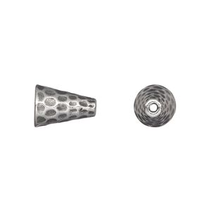 Cone, TierraCast&reg;, pewter (tin-based alloy), 12.5x9mm hammered. Sold per pkg of 2.