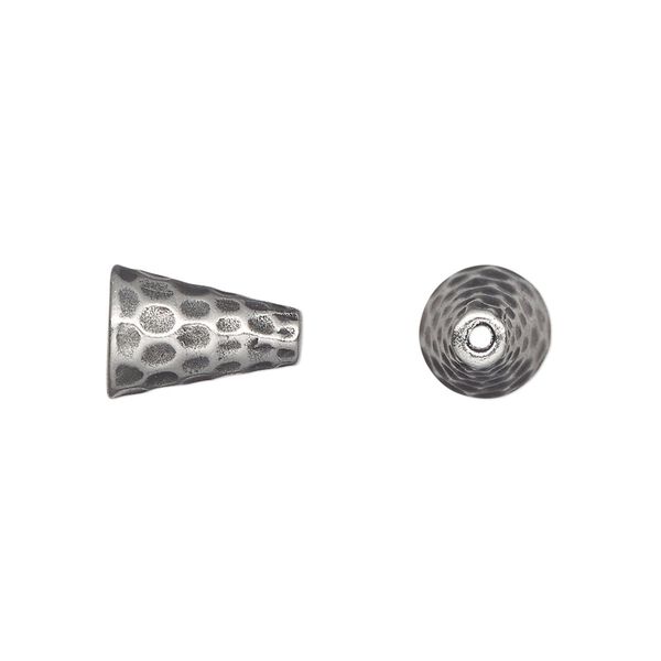 Cone, TierraCast&reg;, pewter (tin-based alloy), 12.5x9mm hammered. Sold per pkg of 2. image number 0