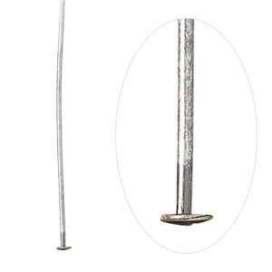 Head pin 1pkg100 silver-plated, 1.5 inch, 21 gauge brass antique