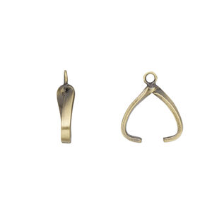 Bail, ice-pick earring, antique gold-plated brass, 12x2mm with 9mm grip length. Sold per pair.