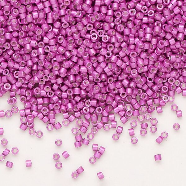 Seed bead, Delica&reg; 1pkg50g glass, #11 round, opaque semi-matte galvanized magenta / outside dyed (DB-1184) image number 0