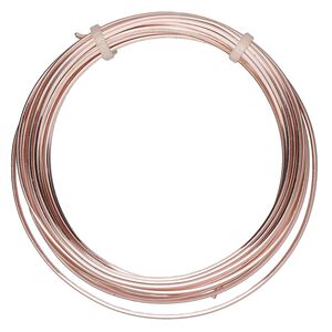 Wire, ParaWire&trade;, rose gold-finished copper, square, 18 gauge. Sold per 4-yard section.