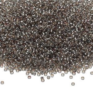 Seed bead, Miyuki 1pkg35g glass, #15 rocaille, Duracoat&reg; transparent silver-lined dark seafoam / outside dyed (RR-4274)