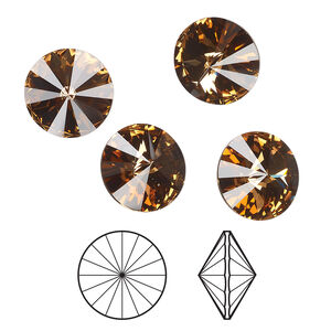 Chaton 1pkg144 light smoked topaz foil back, Swarovski&reg; ReCreated&trade;, 12mm rivoli 1122