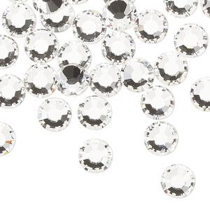 Flat back, Dance With Me&trade; crystal rhinestone, crystal clear, foil back, 7.07-7.27mm rose, SS34. Sold per pkg of 144 (1 gross).