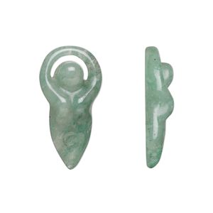 Green aventurine 1pkg1, hand-cut undrilled goddess component natural 24x12mm-26x13mm