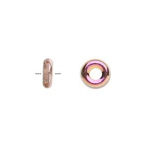 Bead, Czech pressed glass, translucent clear with half-coat dark amber, 9.5x3mm ring. Sold per pkg of 50.