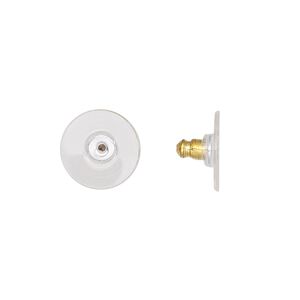 Earnut 1pkg100 gold-plated, 11x6mm comfort clutch, aluminum / acrylic clear 50 pair