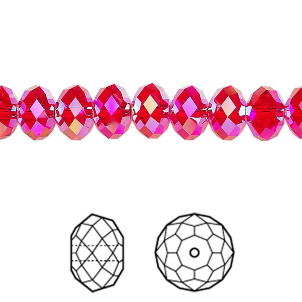 Bead 288pk light Siam shimmer 2X, Swarovski&reg; 8x6mm rondelle 5040 image number 0