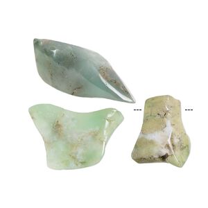 Chrysoprase 1pkg3, center-drilled / undrilled freeform bead / component natural mix 33x16mm-65x39mm