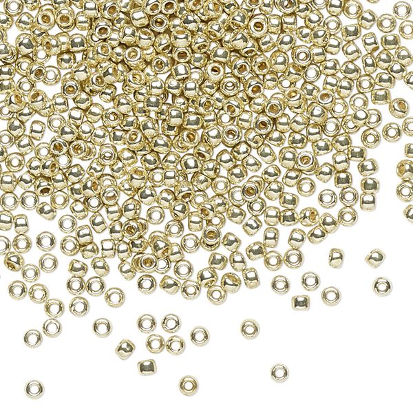 Seed bead, TOHO BEADS&reg;, glass, pkg/50g, #11 round, opaque galvanized PermaFinish yellow gold (TR-11-PF559). image number 0