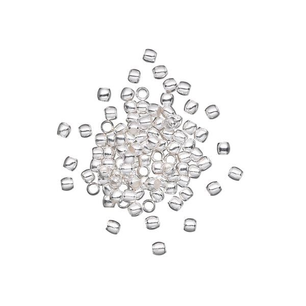 Bead 1pkg100 silver-plated, 2x1.5mm micro round, brass image number 0