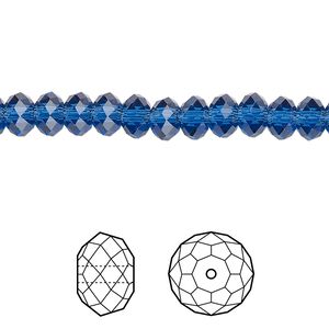 Bead 144pk dark sapphire, Crystal Passions&reg; Regenerated 6x4mm rondelle 5040