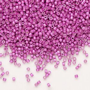 Seed bead, Delica&reg; 1pkg7.5g glass, #11 round, opaque semi-matte galvanized magenta / outside dyed (DB-1184)