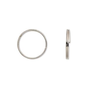 Split ring 1pkg1000 imitation nickel-finished, 15mm round, 13.6mm inside diameter / steel