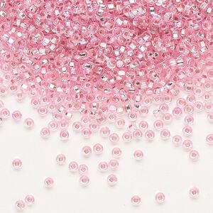 Seed bead, Preciosa Ornela Czech glass, pkg/500g, #11 rocaille, transparent silver-lined light pink, (18273).