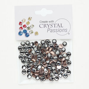 Flat back 1pkg144 crystal silver night, Crystal Passions&reg; rhinestone 4.60-4.80mm hotfix round SS20
