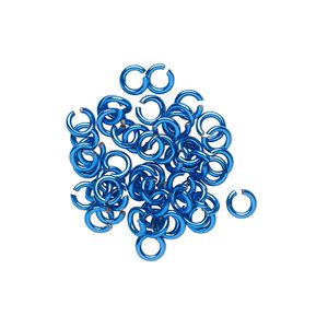Jump ring 1pkg50 brass, 4mm round, 20 gauge / 2.4mm inside diameter / electrocoated blue