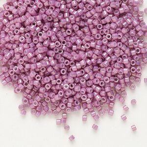 Seed bead, Delica&reg;, glass, pkg/50g, #11 round, opaque gold luster dark orchid (DB-0253).