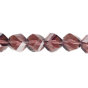 Bead, glass, translucent purple, 9mm faceted helix. Sold per 7-inch strand, approximately 20 beads.