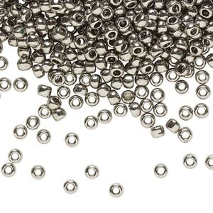 Seed bead, TOHO BEADS&reg;, glass, pkg/50g, #8 round, opaque nickel-plated nickel (TR-08-711).