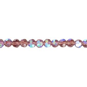 Bead 1pk 32 facets translucent amethyst purple AB, Celestial Crystal&reg; 4mm round 15.5-16 inch