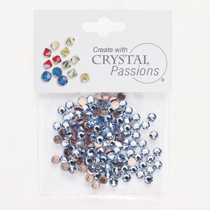 Flat back 1pkg144 light sapphire, Crystal Passions&reg; rhinestone 3.80-4.00mm hotfix round SS16