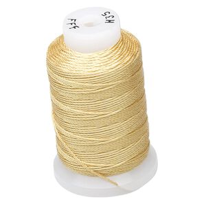 Thread, Purely Silk&trade;, gold, size FFF. Sold per 92-yard spool.