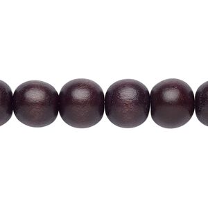 Bead 1pkg1, Taiwanese cheesewood (dyed / waxed), chocolate brown, 9-10mm round, 15-1/2 to 16 inches.