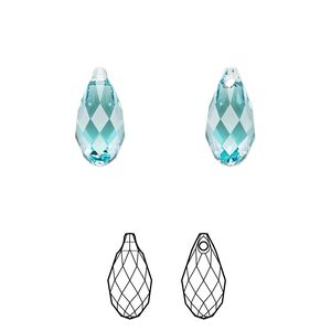Briolette 144pk light turquoise, Swarovski&reg; 13x6.5mm pendant drop 6010