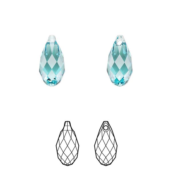 Briolette 144pk light turquoise, Swarovski&reg; 13x6.5mm pendant drop 6010 image number 0