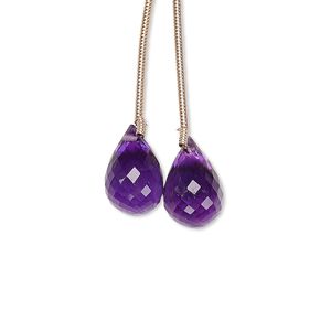 Amethyst 1pkg2, hand-cut top-drilled faceted teardrop bead natural 12x8mm-13x9mm