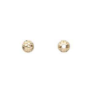 Bead 1pkg100 gold-plated, 6mm weave round / cutout, brass