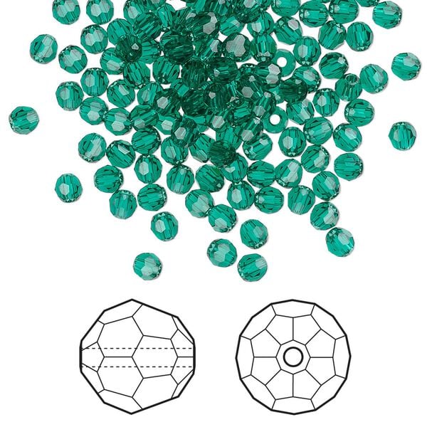 Bead 144pk emerald, Crystal Passions&reg; 3mm round 5000 image number 0