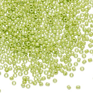 Seed bead, TOHO BEADS&reg;, glass, pkg/50g, #11 round, opaque rainbow sour apple (TR-11-404).