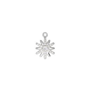 Drop, sterling silver and cubic zirconia, clear, 9mm star. Sold individually.