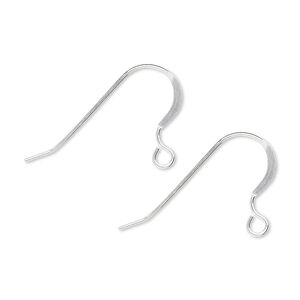 Ear wire fishhook 1pkg50 sterling silver, 16mm flat / open loop, 23 gauge 25 pair