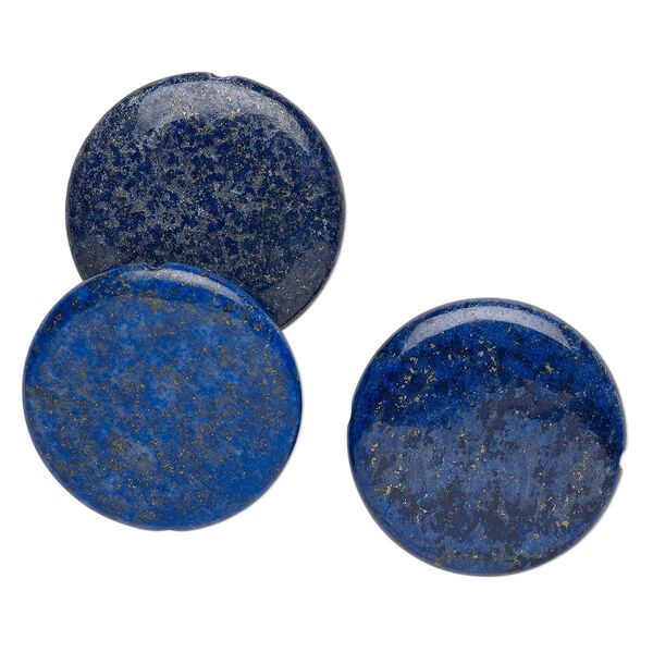 Lapis lazuli 1pkg3, flat round bead 40mm image number 0