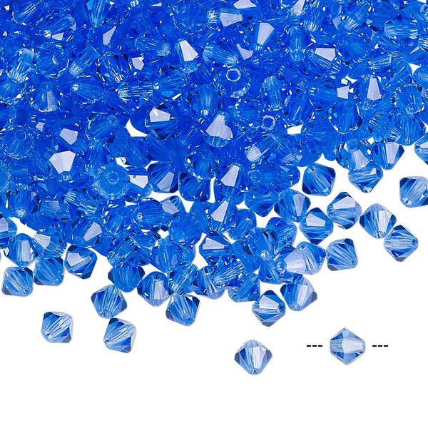 Bead 720pk sapphire, Preciosa Czech crystal 4mm bicone image number 0