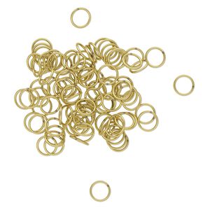 Jump ring 1pkg100 brass, 8mm soldered closed round, 20 gauge / 6.4mm inside diameter