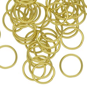 Jump ring 1pkg100 brass, 12mm round, 18 gauge / 10mm inside diameter