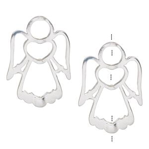 Bead frame 1pkg2 silver-finished "pewter", 31x22mm angel / fits up to 5mm / 6mm / 10mm bead